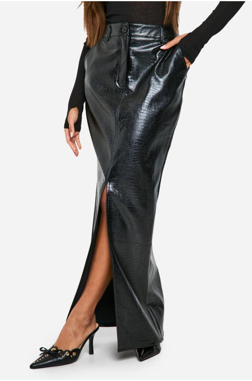 Максі-спідниця Croc Pu з розрізами спереду