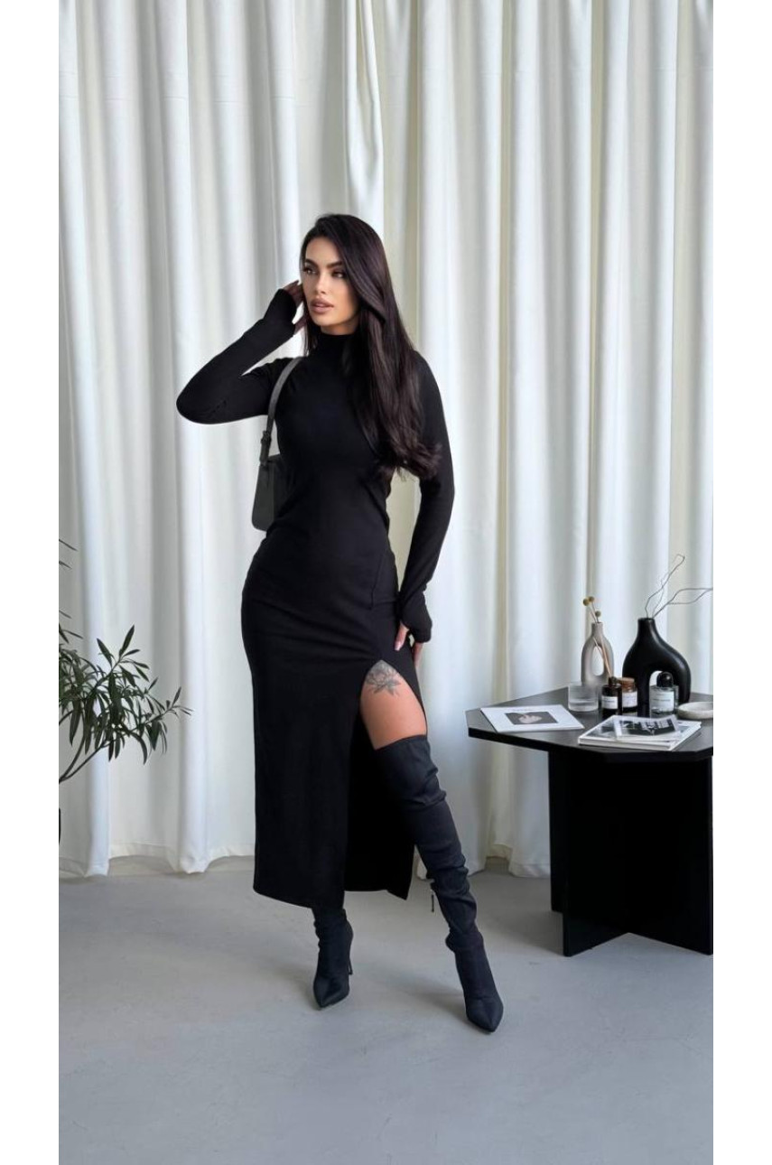 Базова сукня з вирізом під пальчик ангора рубчик 