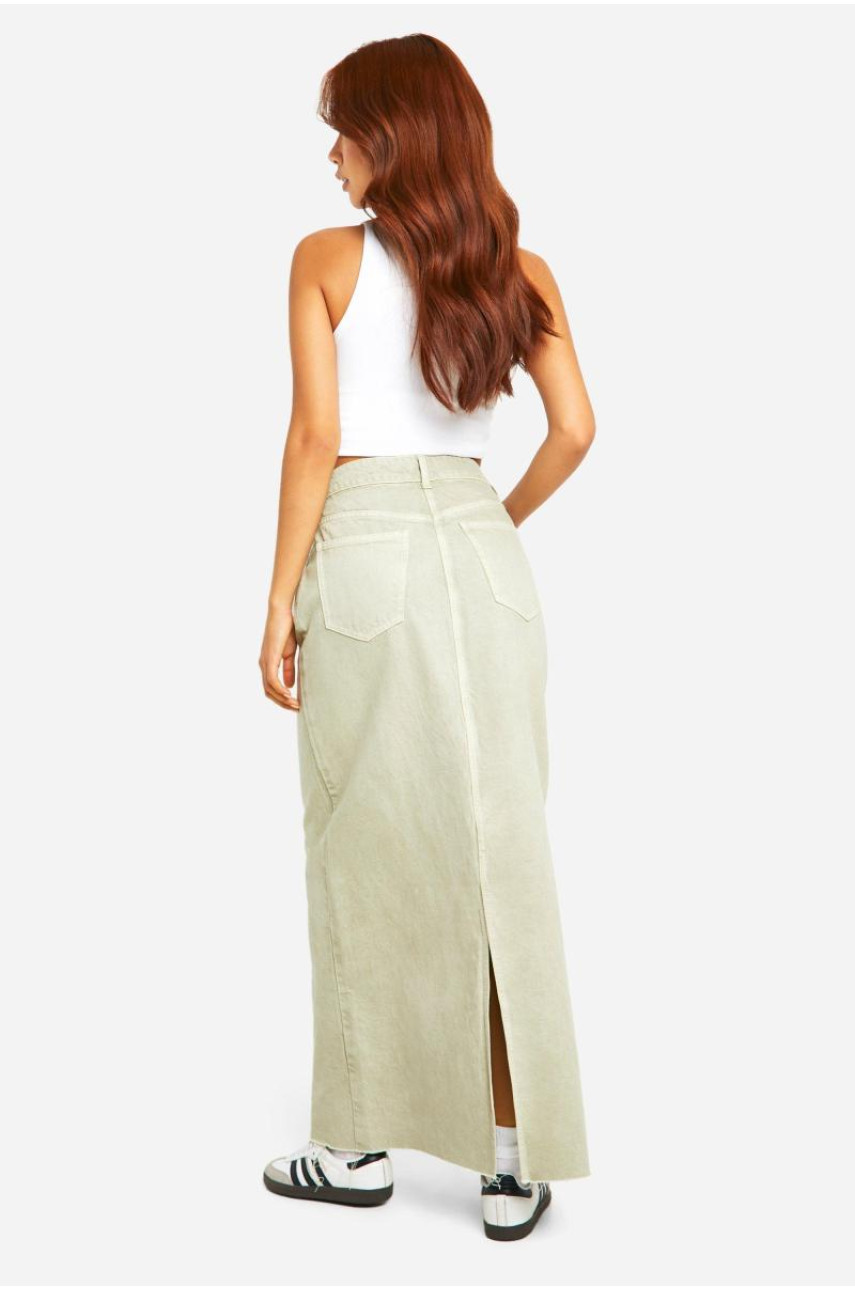 Джинсова максі-спідниця зеленого відтінку