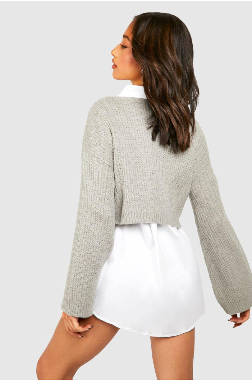 Укорочений джемпер з розкльошеними рукавами