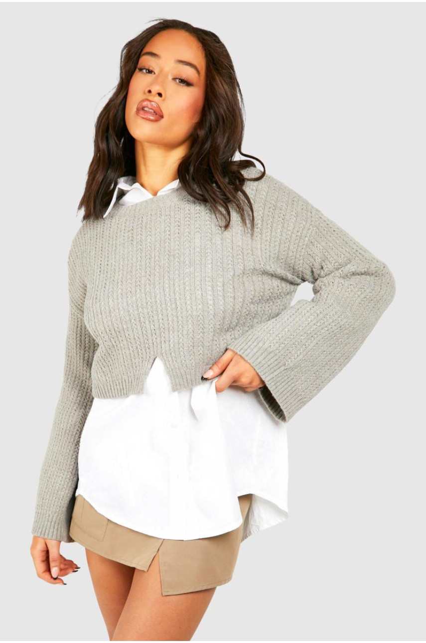 Укорочений джемпер з розкльошеними рукавами