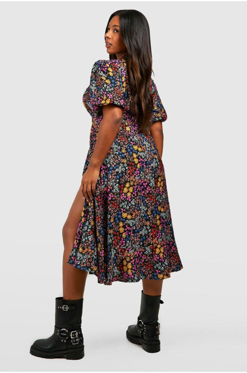 Плаття міді з квітковим принтом