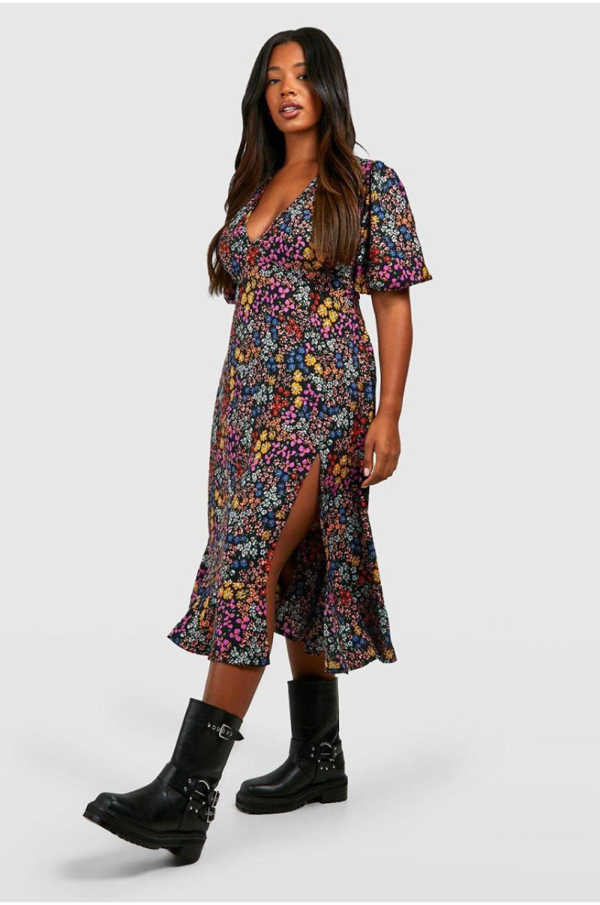 Плаття міді з квітковим принтом