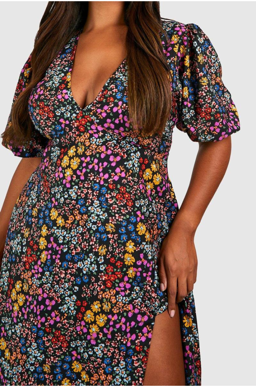 Плаття міді з квітковим принтом