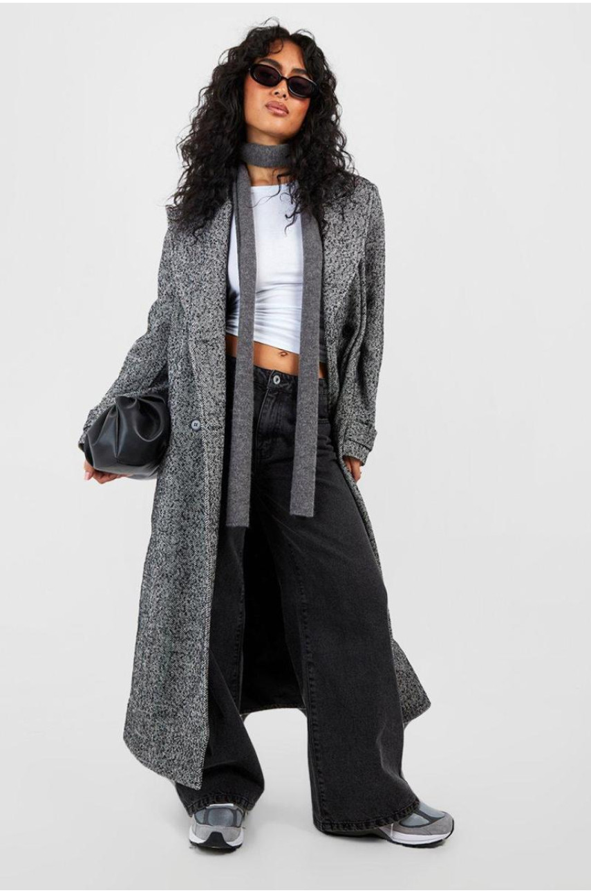 Двобортне вовняне пальто з ялинкою