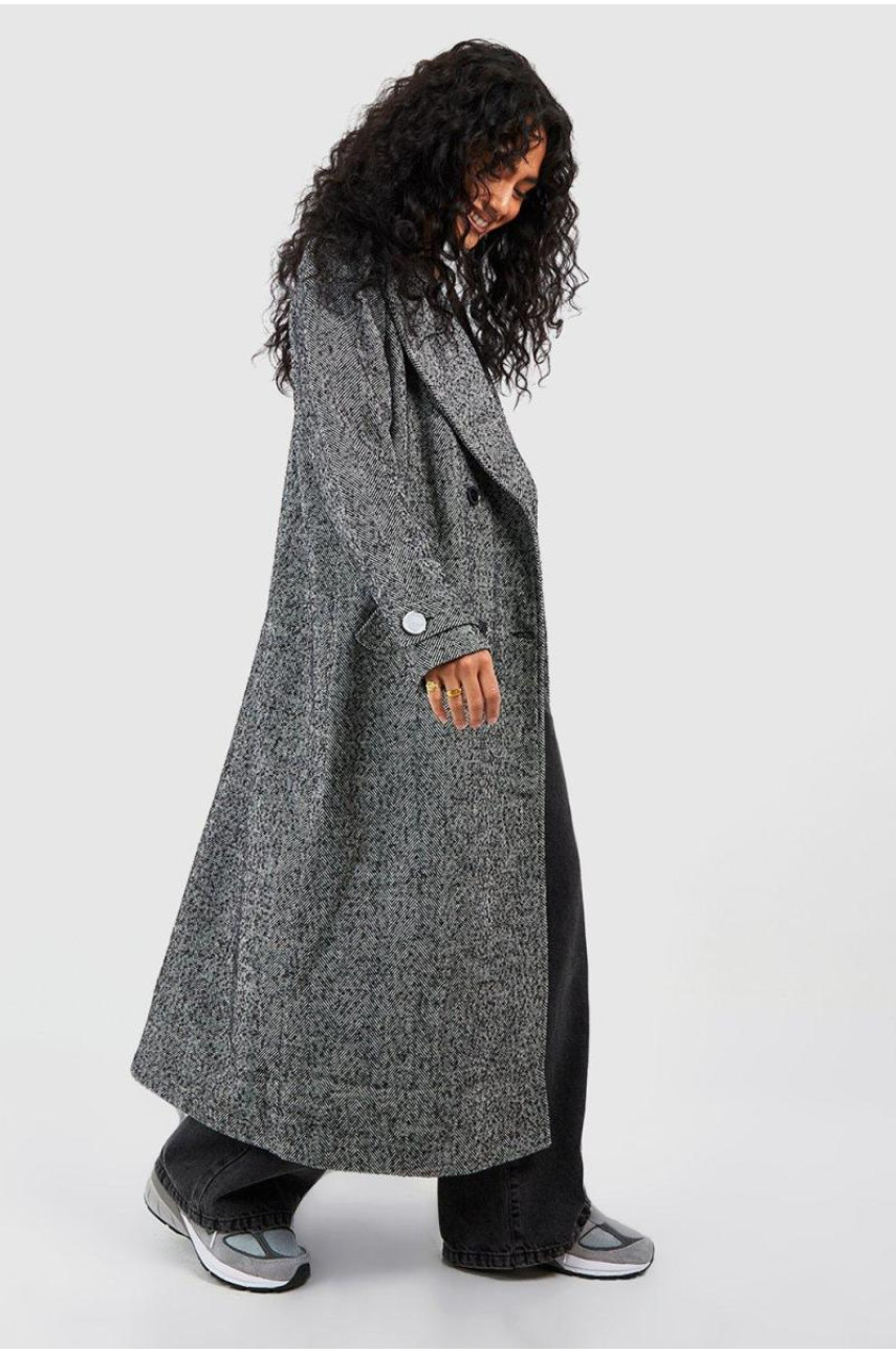 Двобортне вовняне пальто з ялинкою