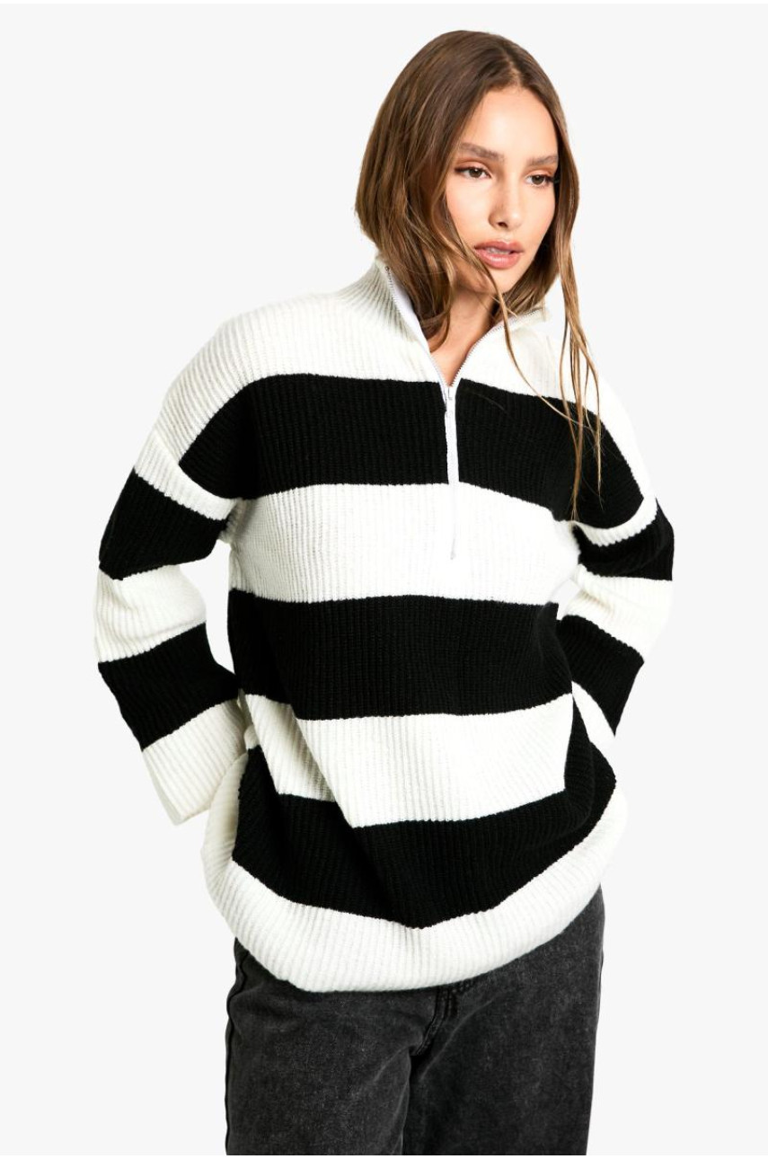 М'який трикотажний джемпер у смужку на півзастібці