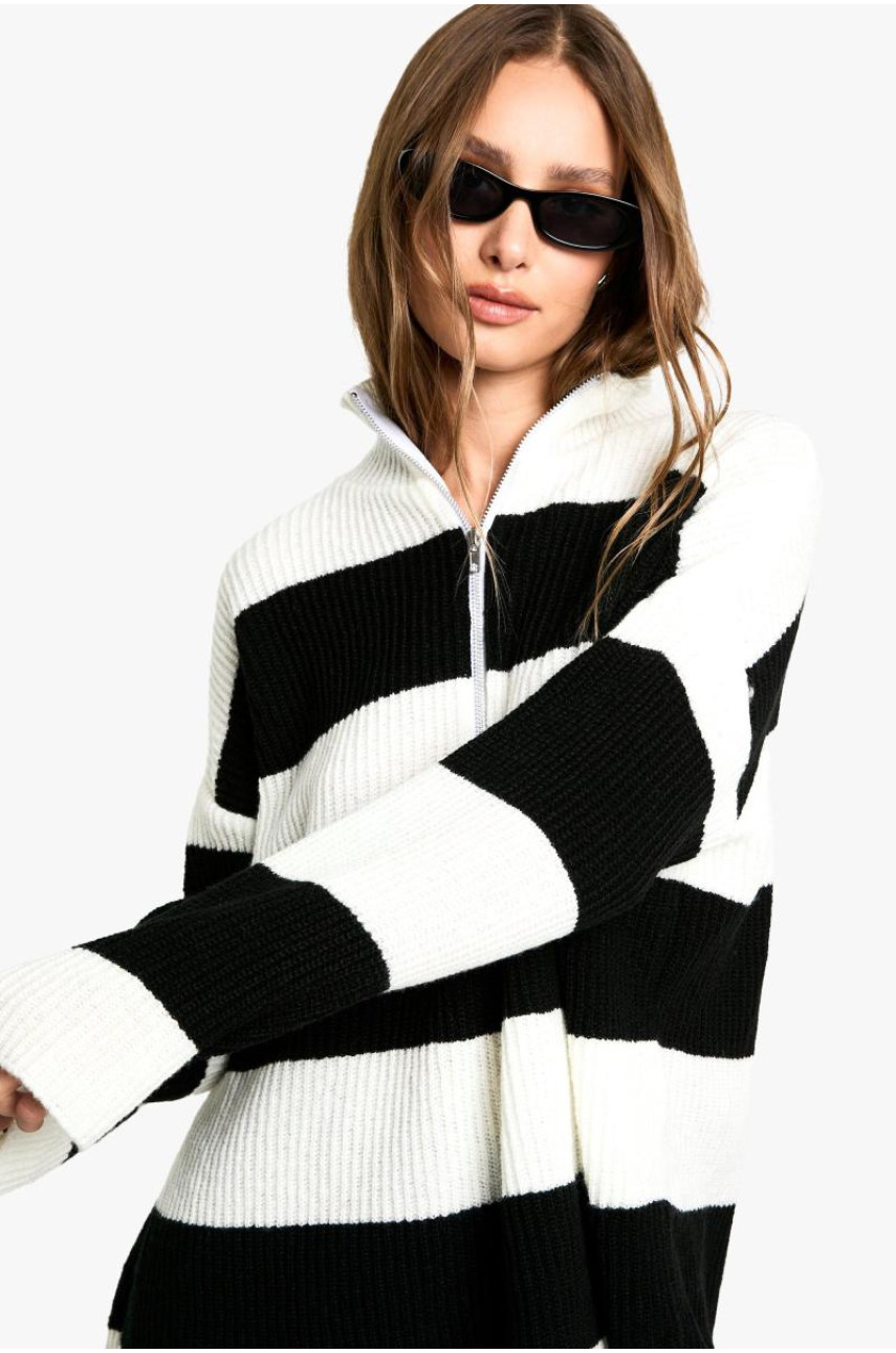 М'який трикотажний джемпер у смужку на півзастібці