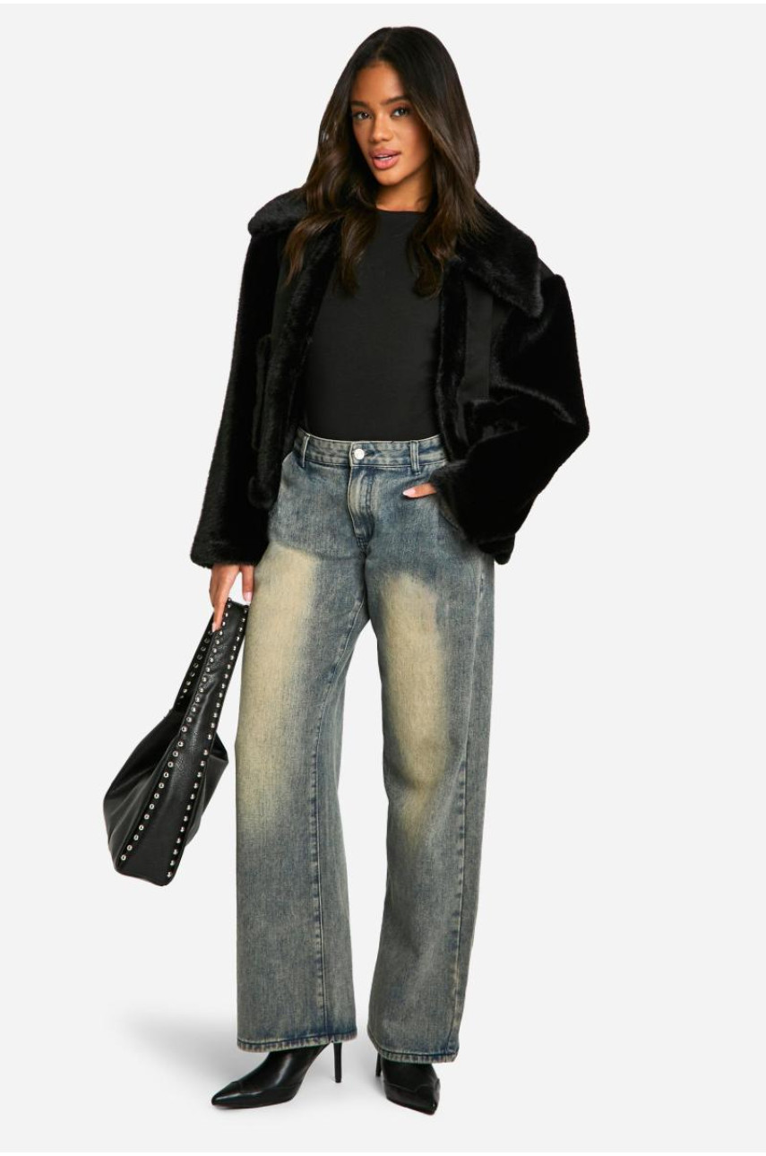 Коротка куртка зі штучного хутра