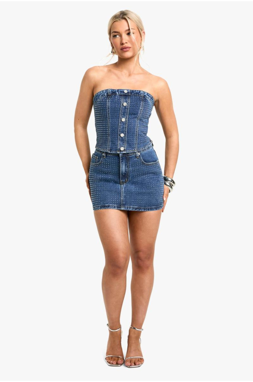 Джинсова міні-спідниця Diamante