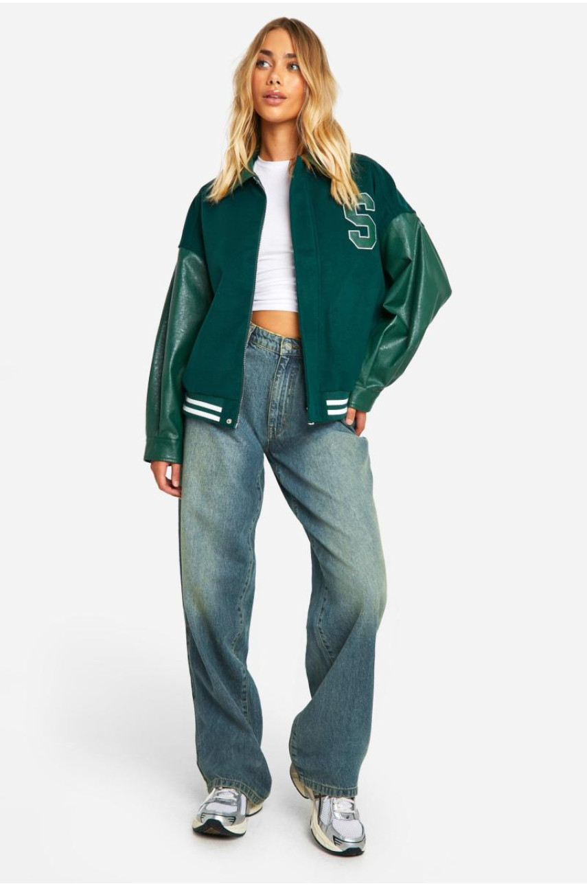 Великий бомбер зі штучної шкіри