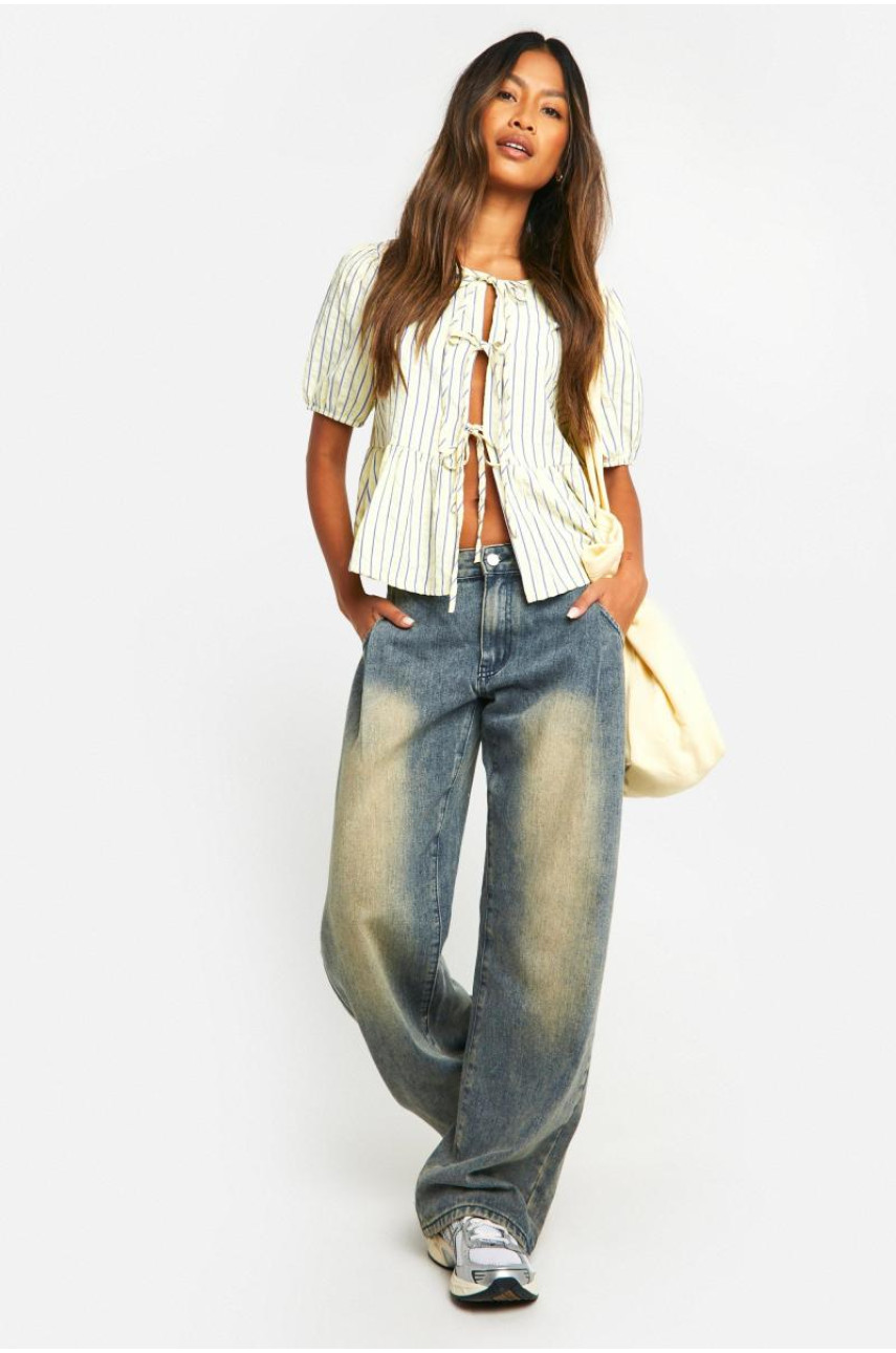 Топ без рукавів із зав’язкою лимонної смужки