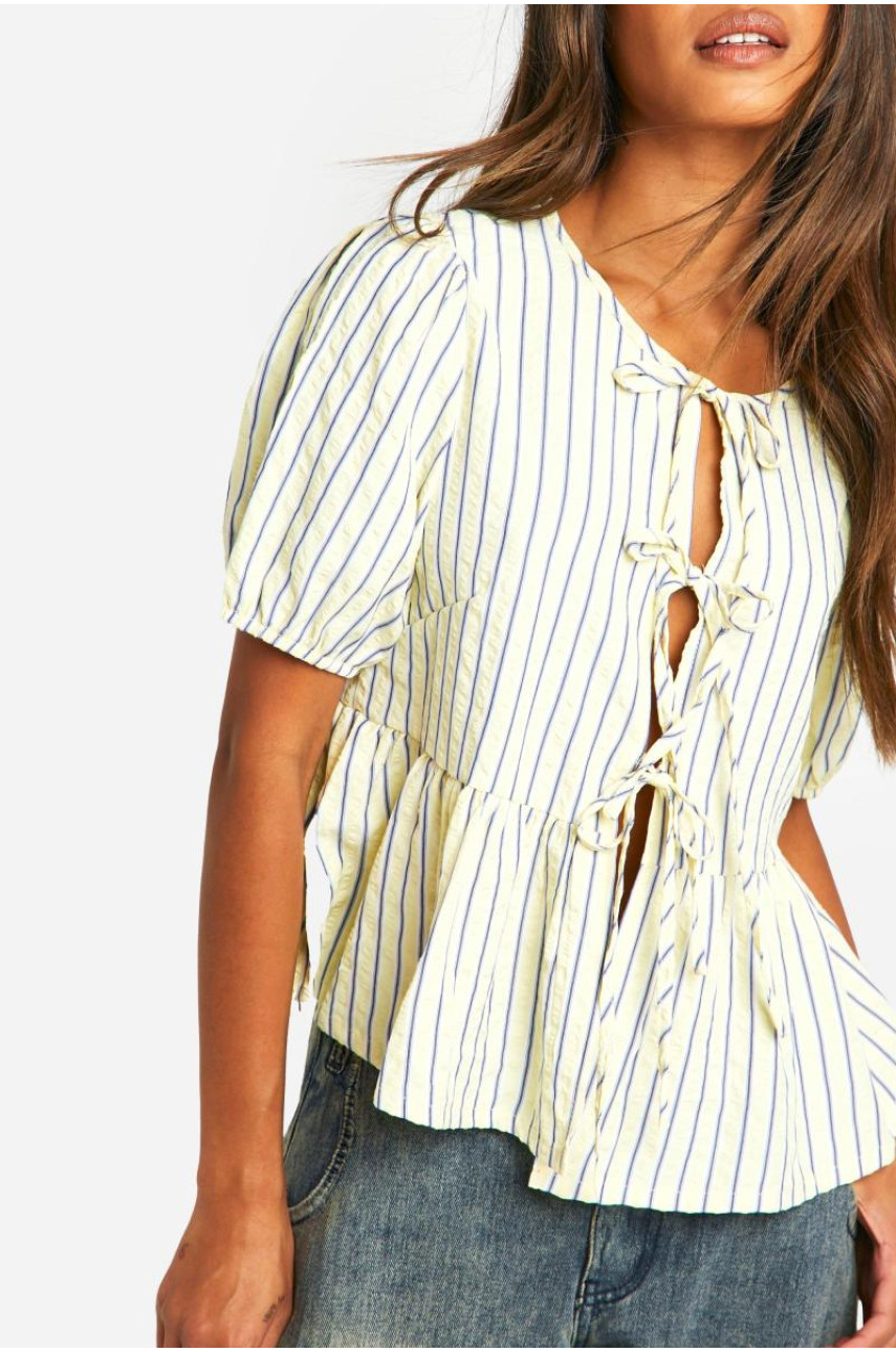 Топ без рукавів із зав’язкою лимонної смужки