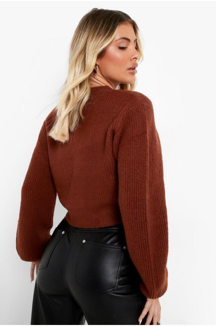 Укорочений кардиган з повітряними рукавами