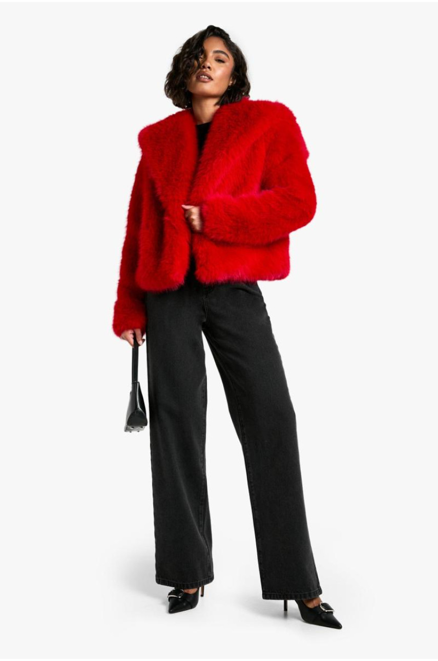 Куртка зі штучного хутра з високим коміром