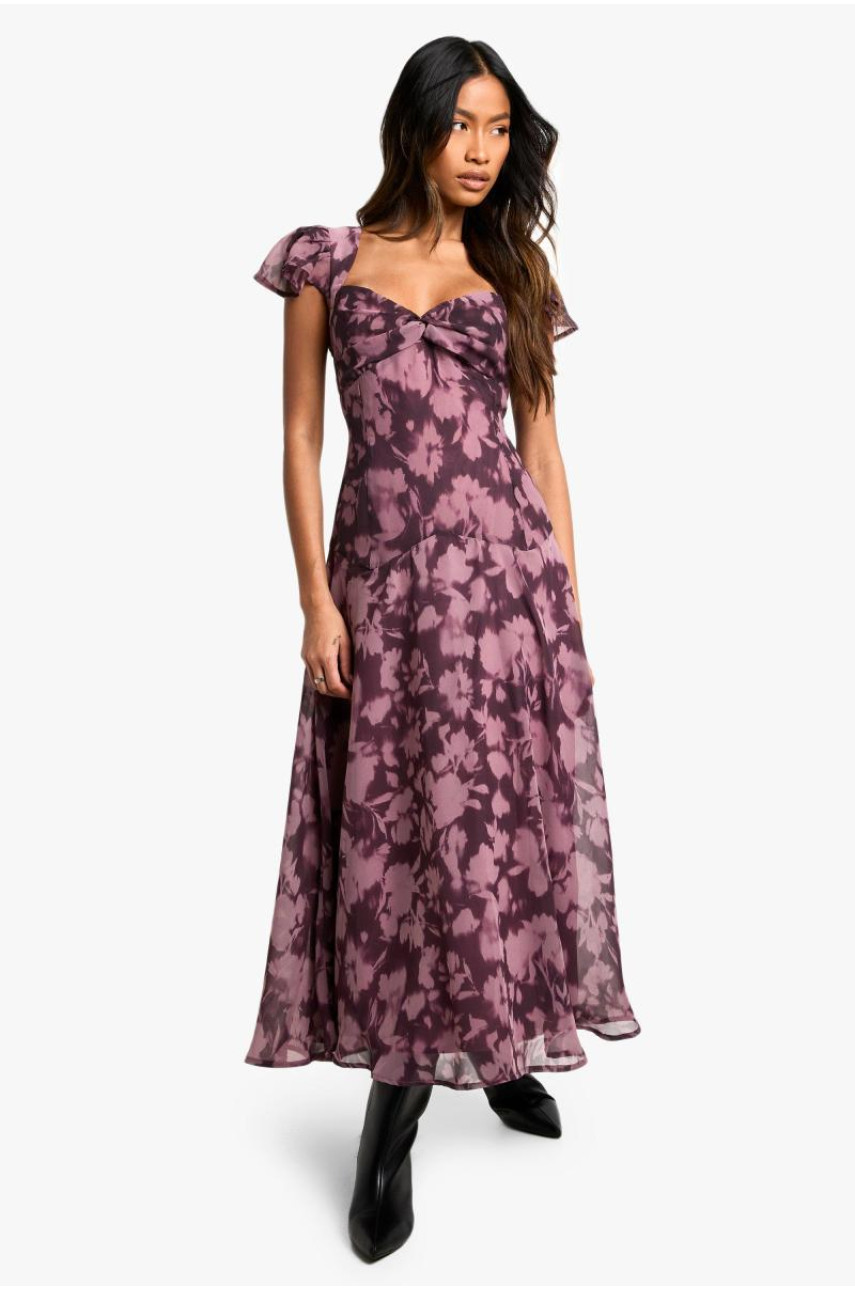 Квітковий плаття з довгим рукавом Twist Midaxi