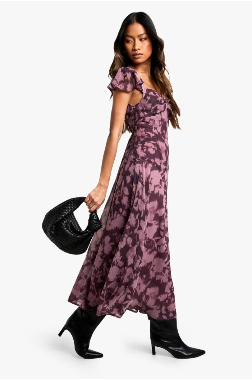 Квітковий плаття з довгим рукавом Twist Midaxi