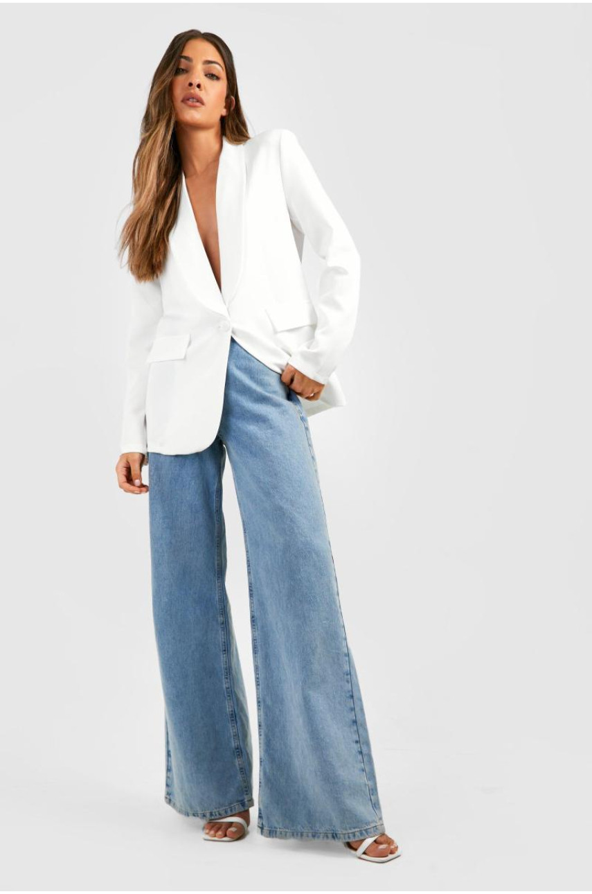 Базовий тканий однобортний піджак із глибоким лацканом