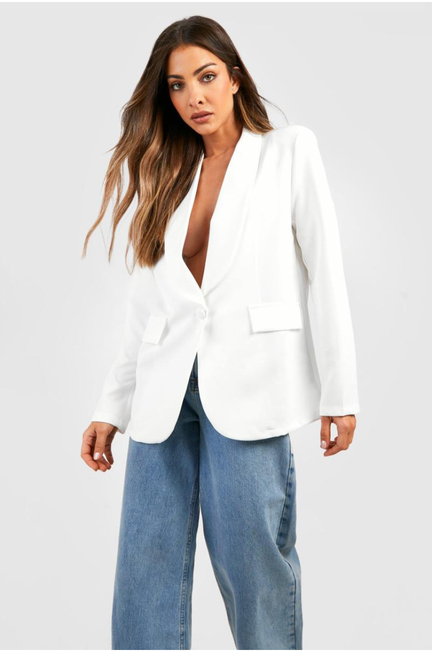 Базовий тканий однобортний піджак із глибоким лацканом