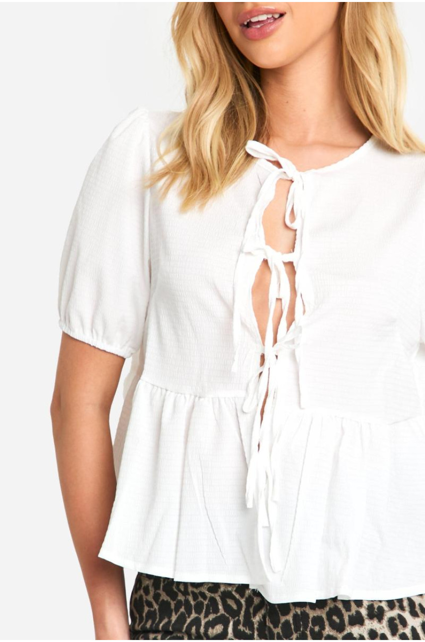 Текстурована зав'язка спереду і пуховий рукав