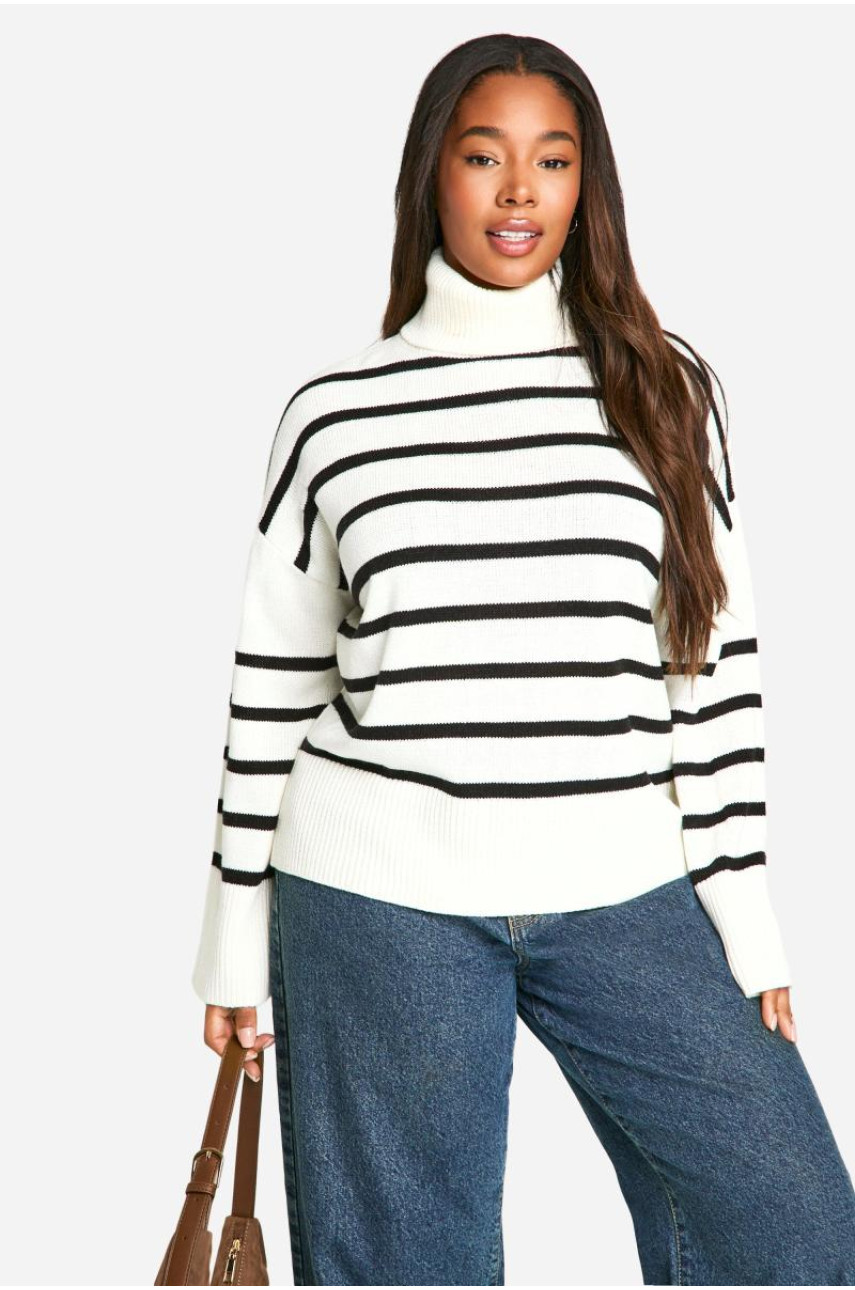Плюс м’який трикотажний джемпер у смужки