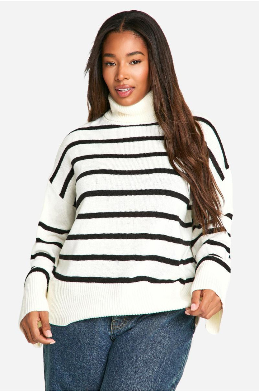 Плюс м’який трикотажний джемпер у смужки