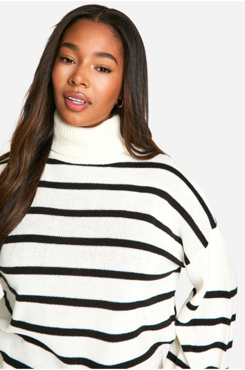 Плюс м’який трикотажний джемпер у смужки