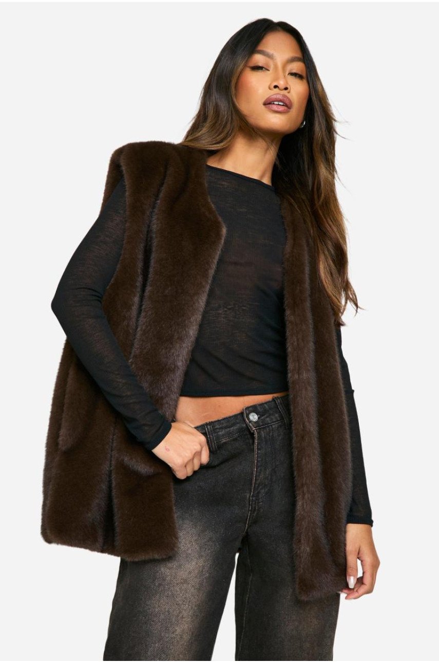 Жилет великого розміру зі штучного хутра у вінтажному стилі