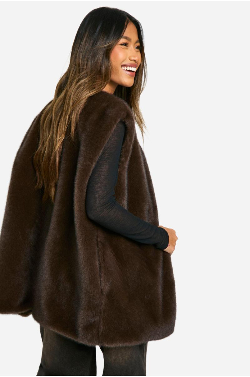 Жилет великого розміру зі штучного хутра у вінтажному стилі