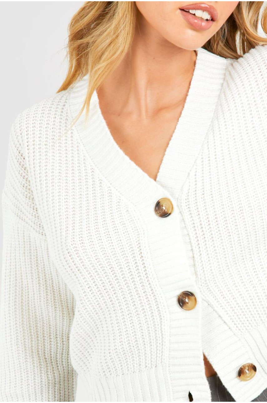 Широкий в’язаний укорочений кардиган