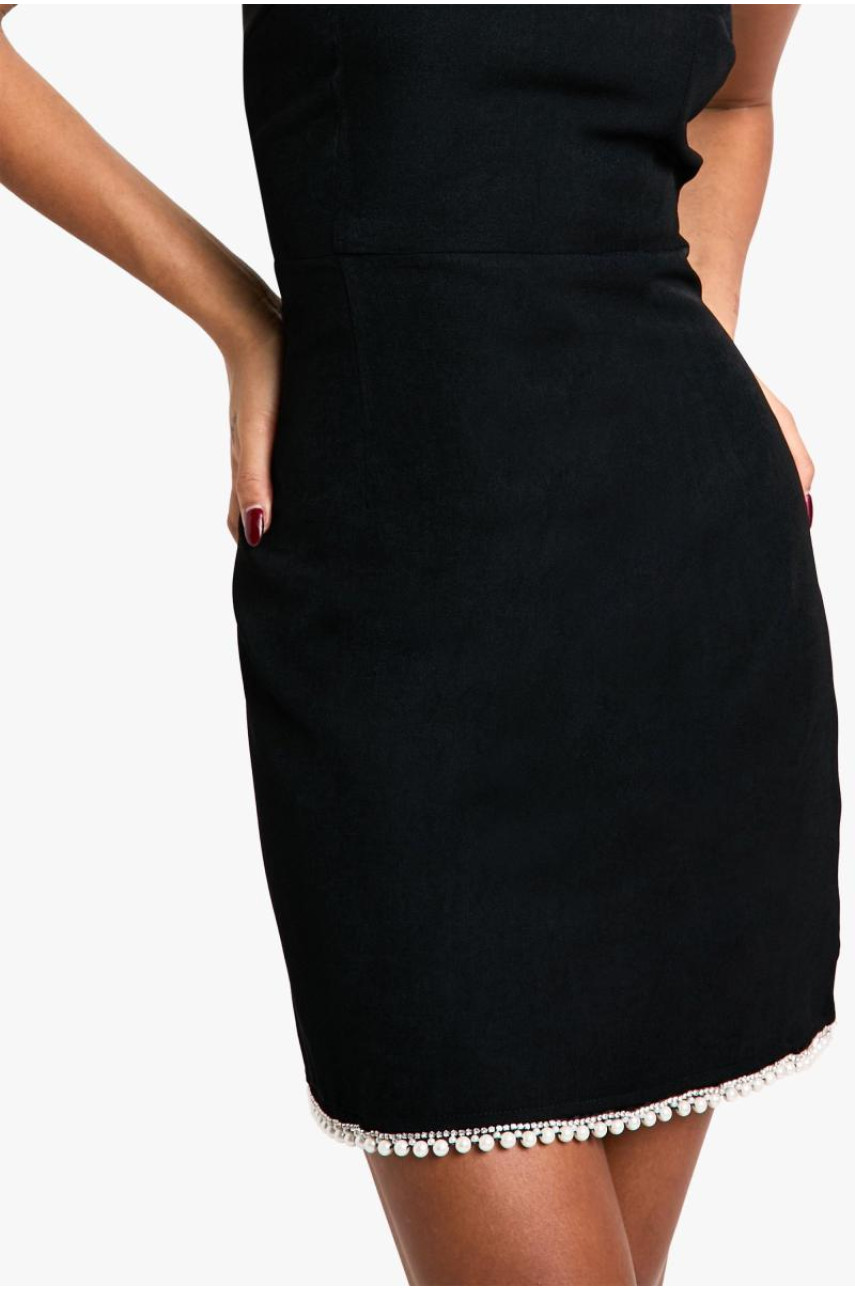 Міні-сукня-бандо з тканим креповим оздобленням перлами