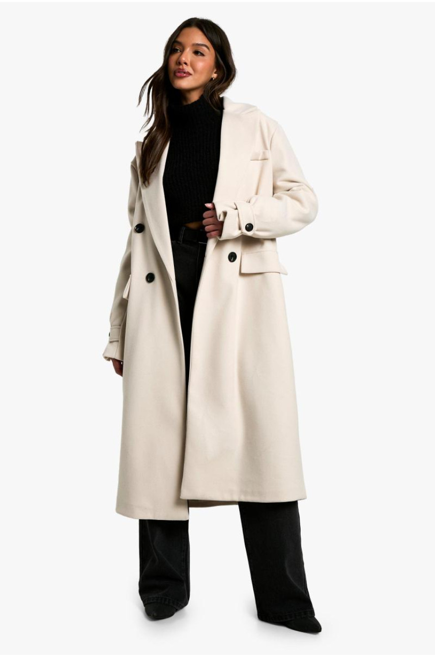 Вовняне пальто з великими манжетами