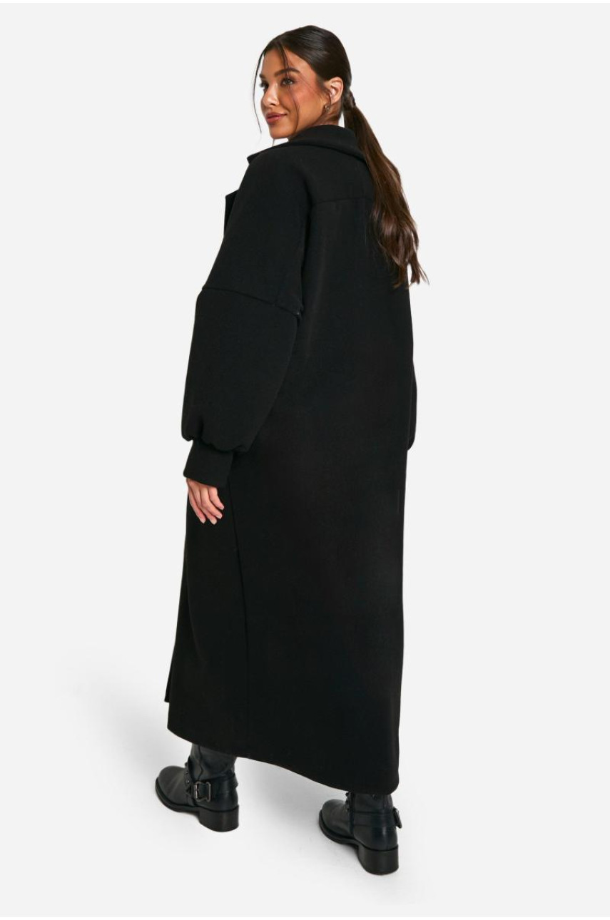 Пальто максі з вовняним виглядом великого розміру