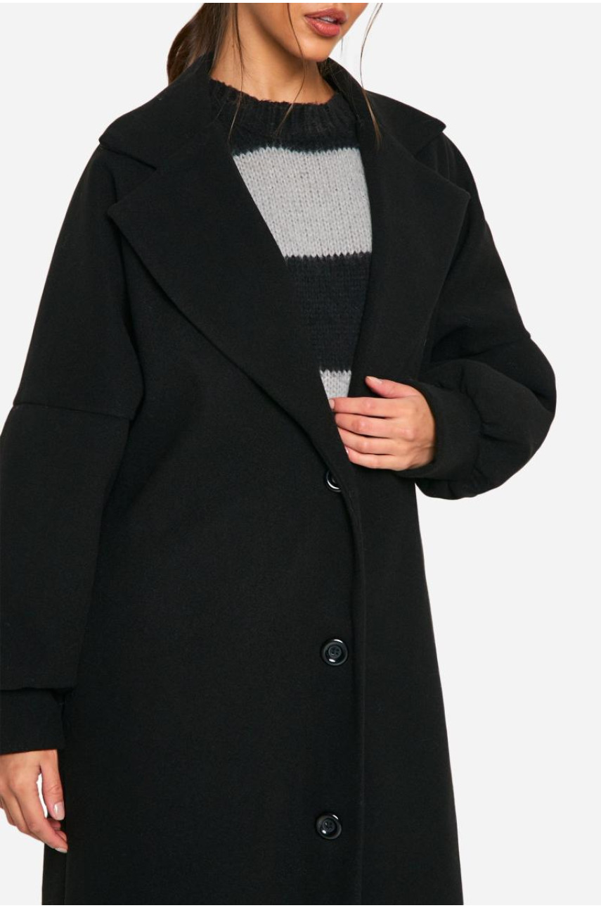 Пальто максі з вовняним виглядом великого розміру