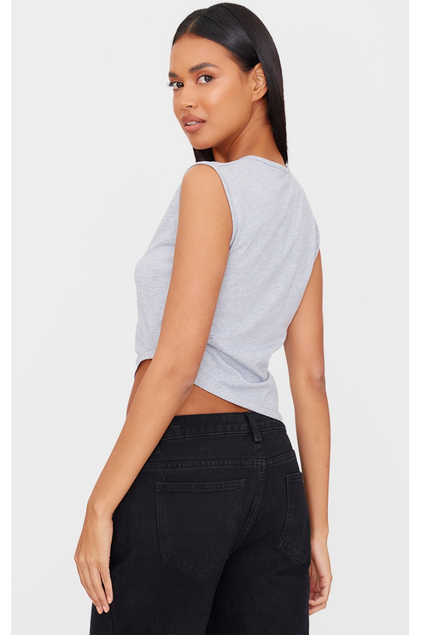 Довгий верх із рюшами з асиметричною деталлю Grey Marl