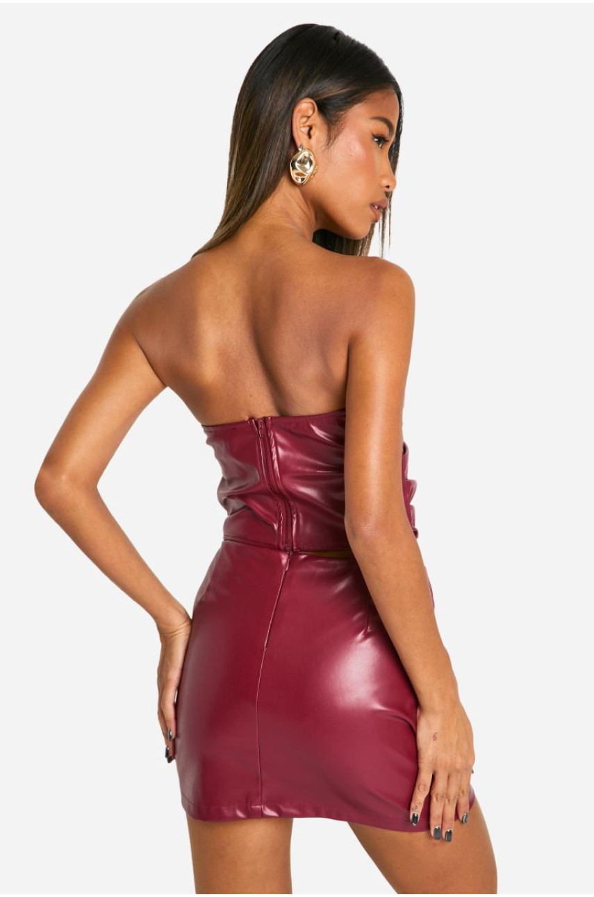 Міні-спідниця з Pu Ruched