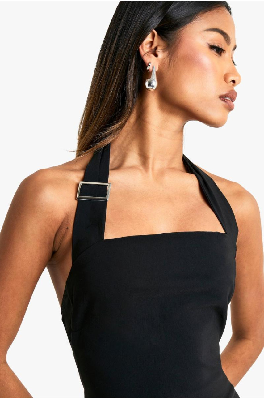 Міні-сукня з бенгальською пряжкою та горловиною