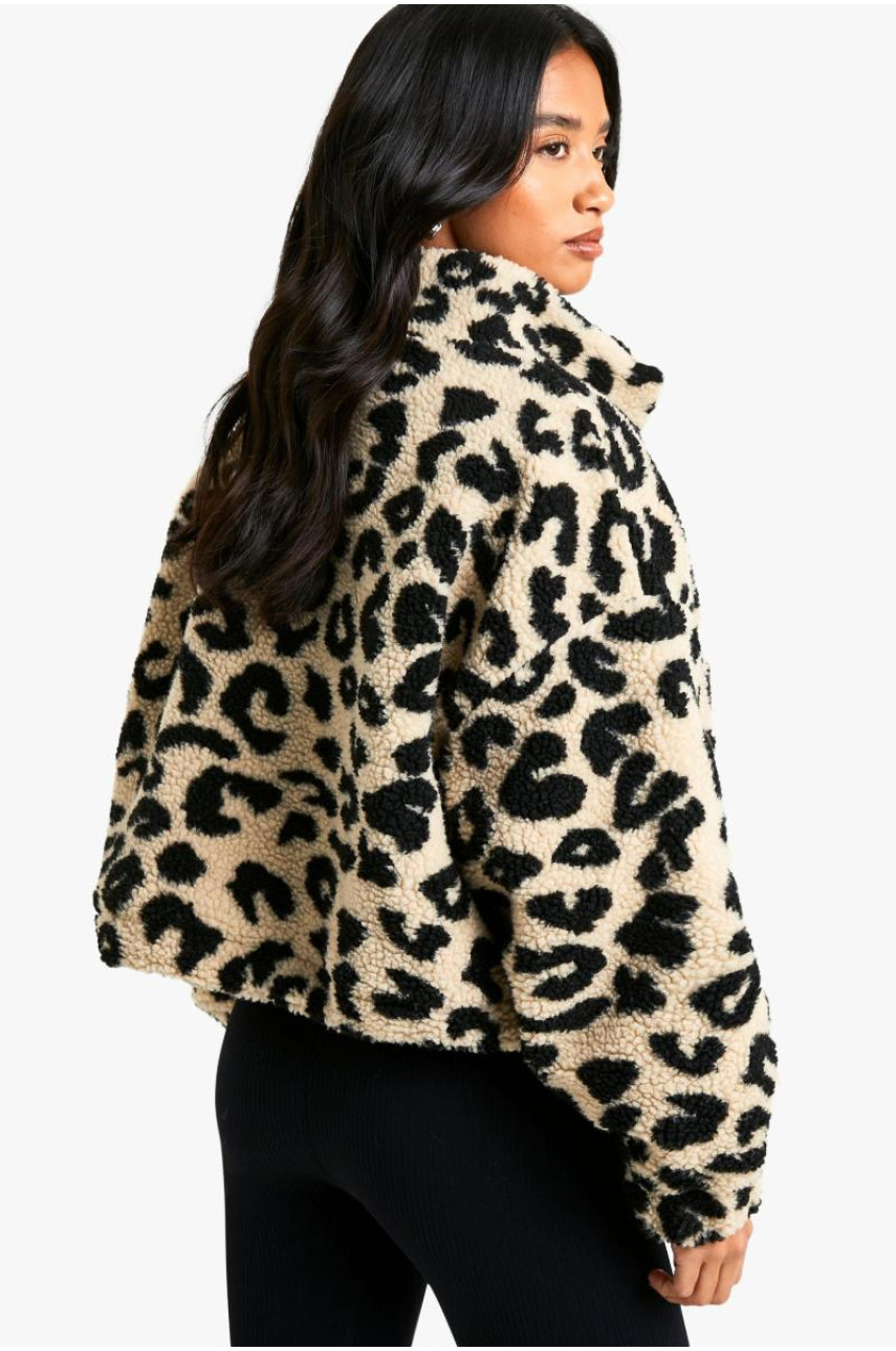 Плюшевий бомбер Petite Boxy з леопардовим принтом