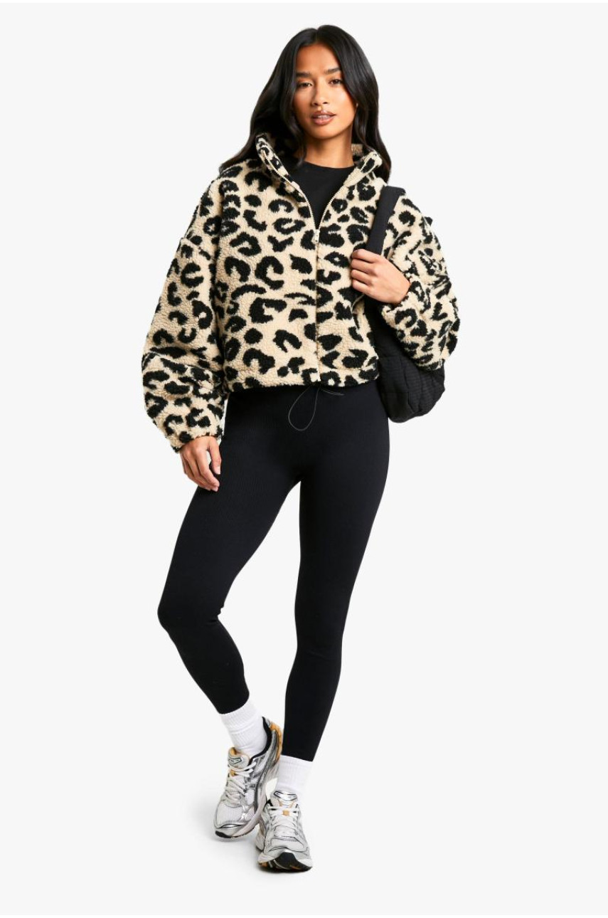 Плюшевий бомбер Petite Boxy з леопардовим принтом