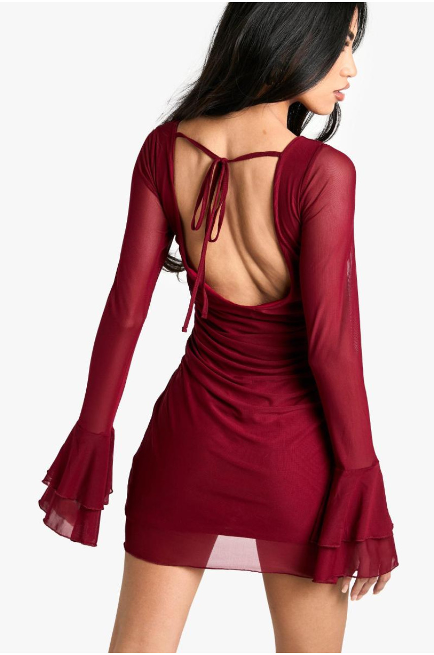 Сітчаста міні-сукня з розкльошеними рукавами