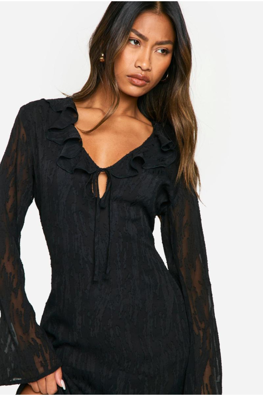 Жакардова максі-сукня з оборками