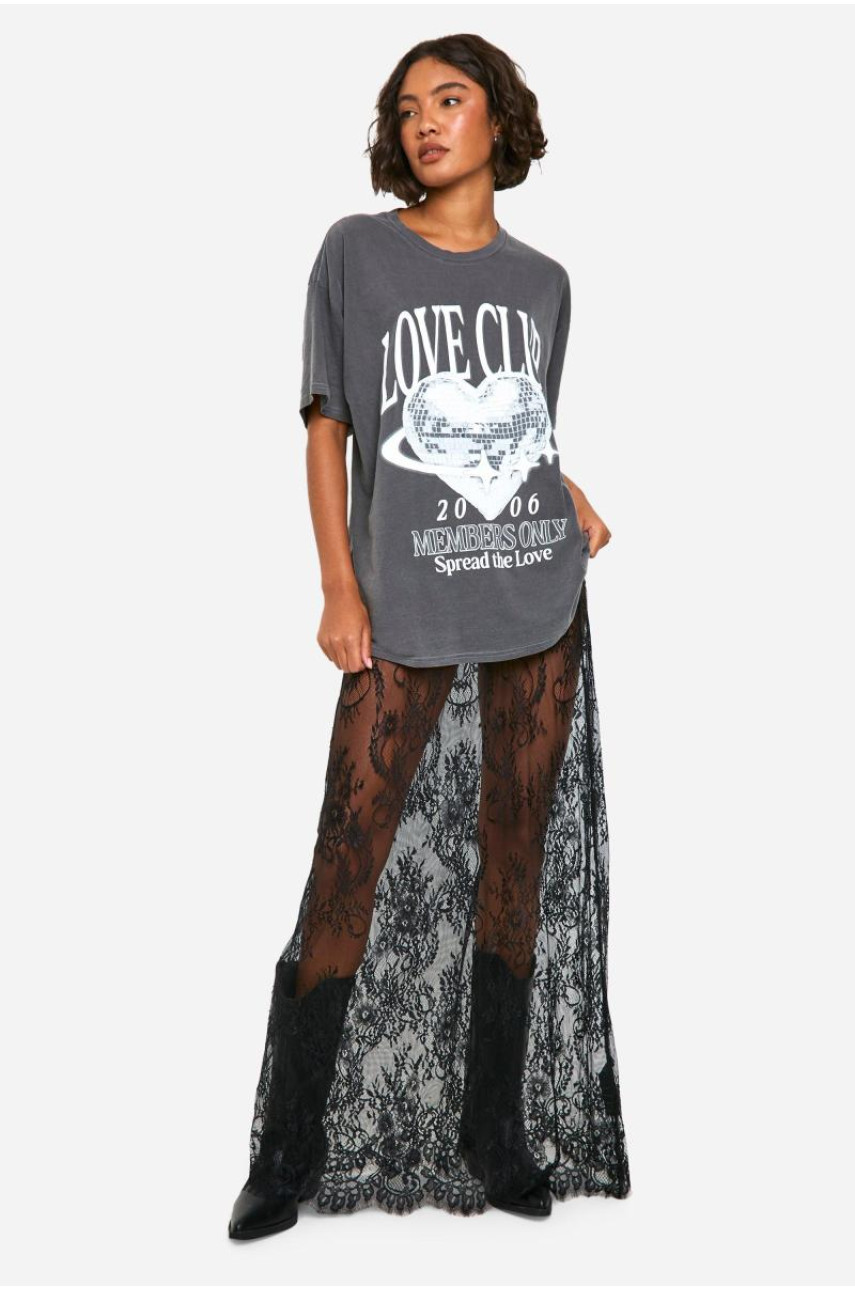 Спідниця максі з мереживною колоною з високими віями