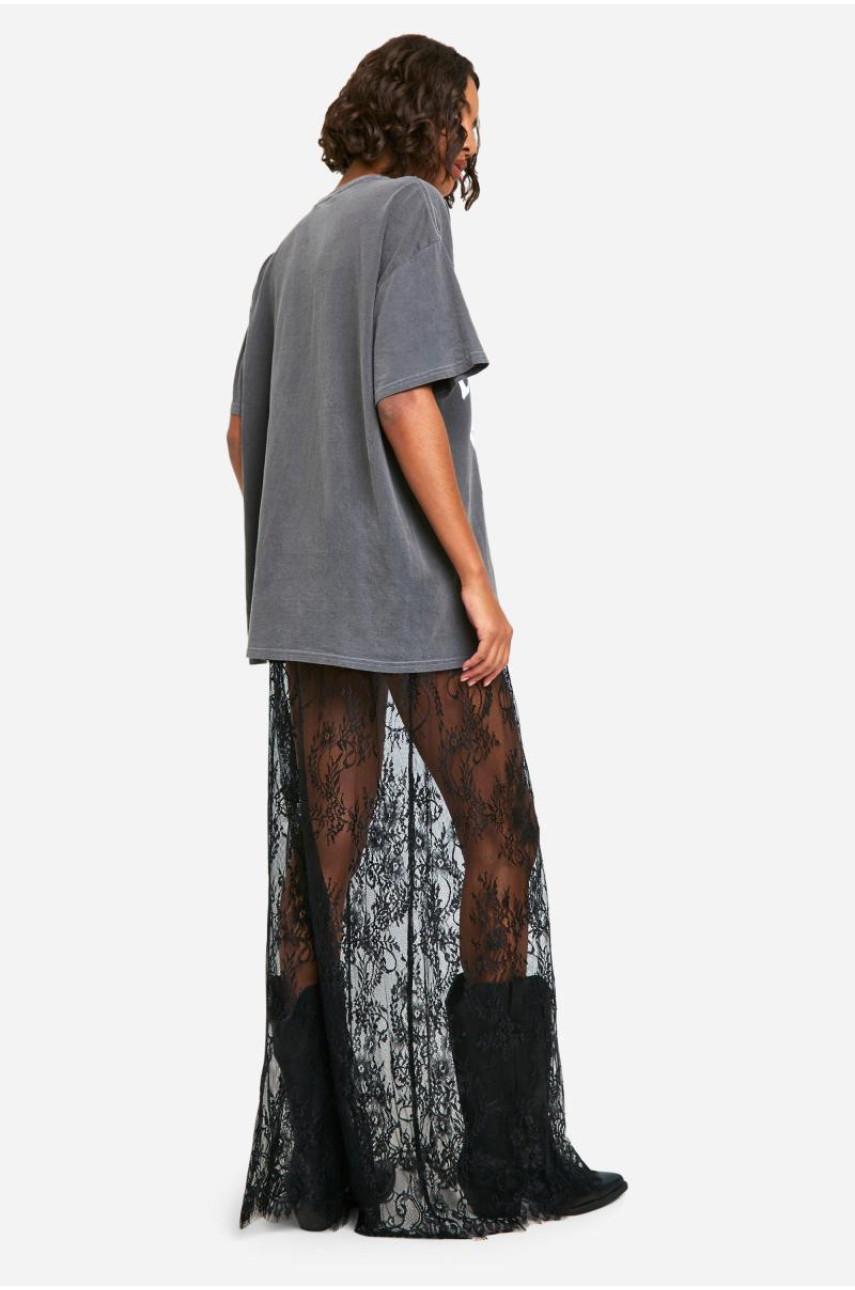 Спідниця максі з мереживною колоною з високими віями