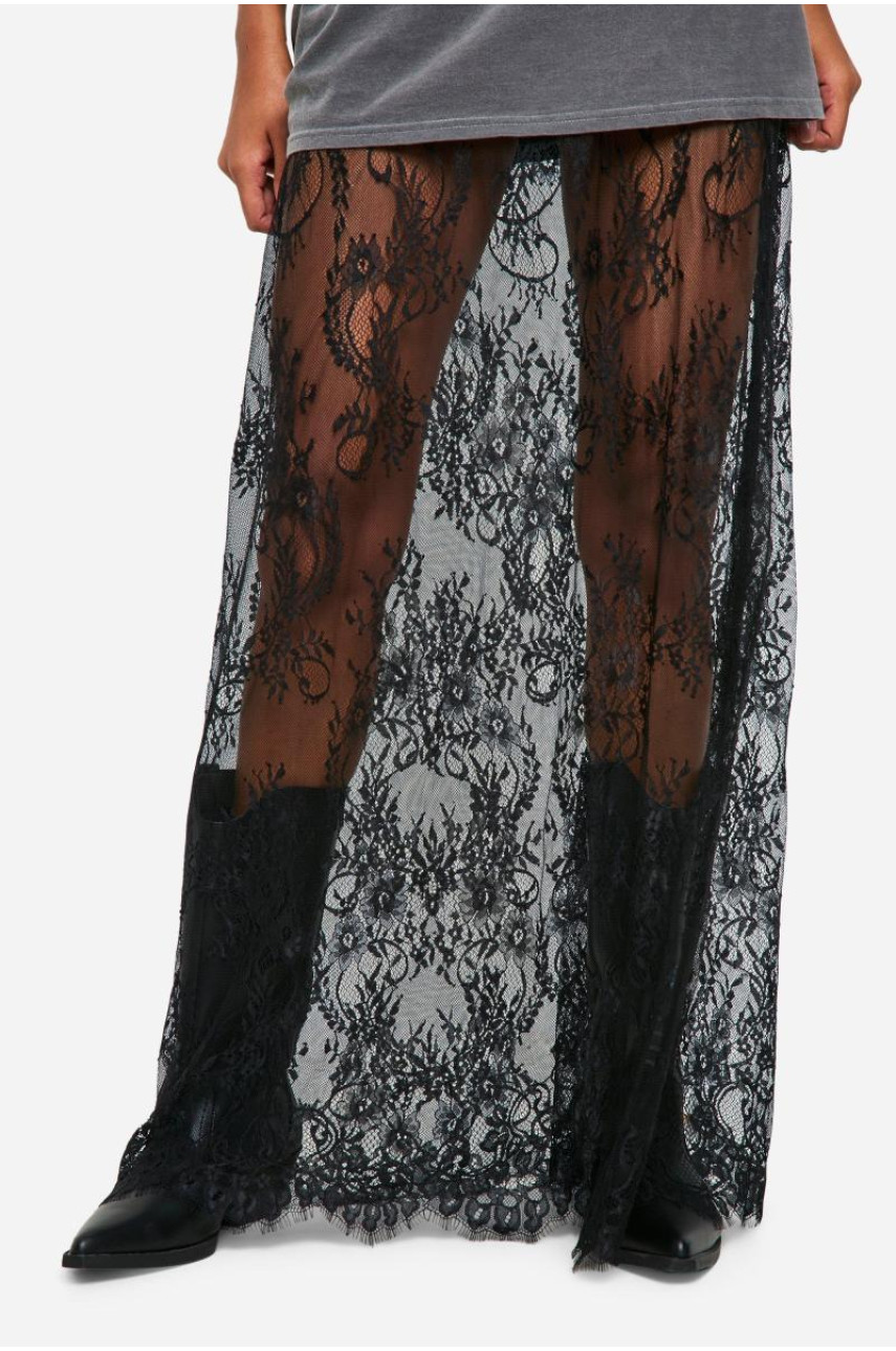 Спідниця максі з мереживною колоною з високими віями