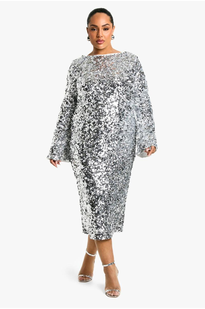 Плюс сукня міді з паєтками
