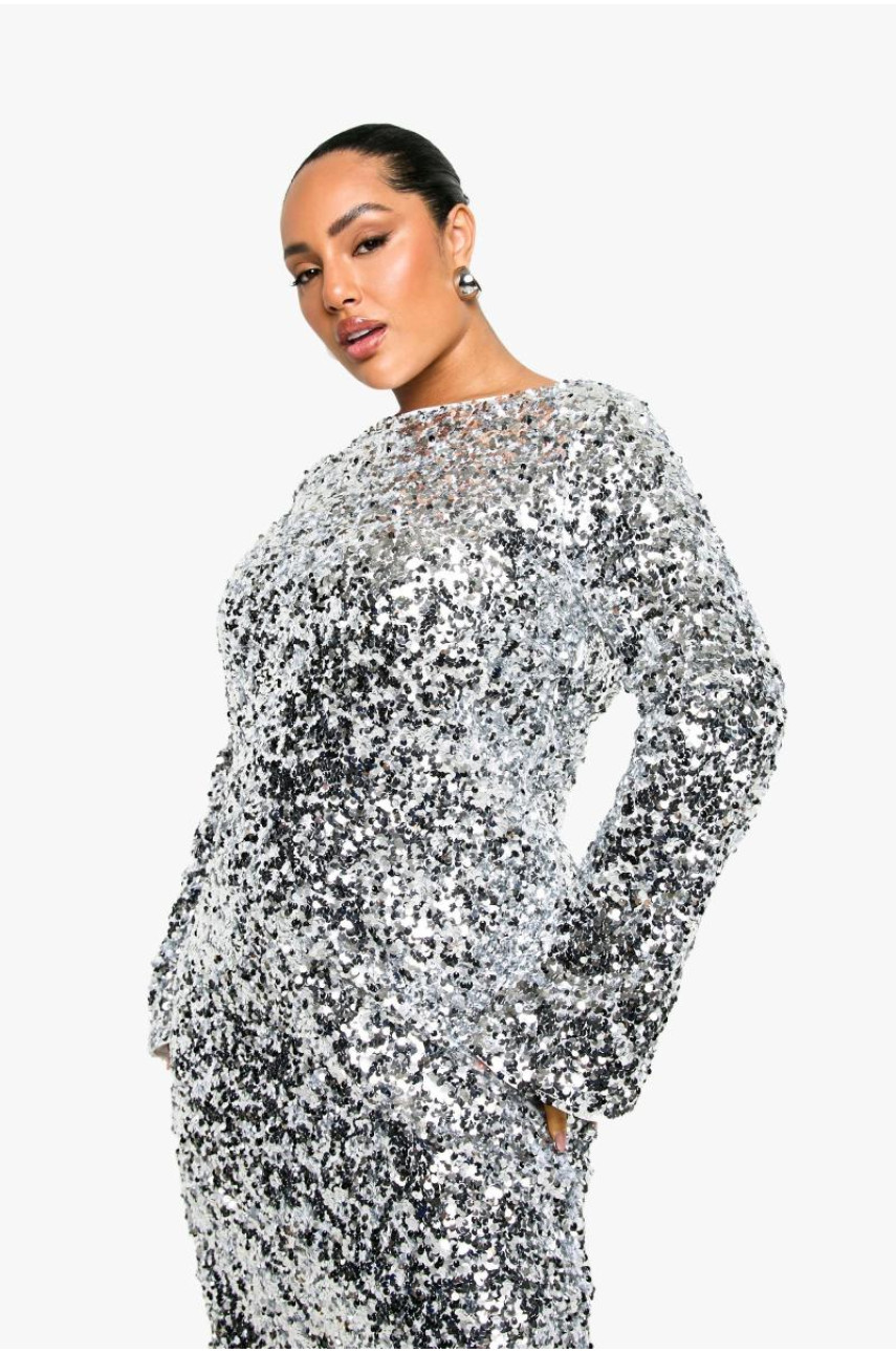 Плюс сукня міді з паєтками