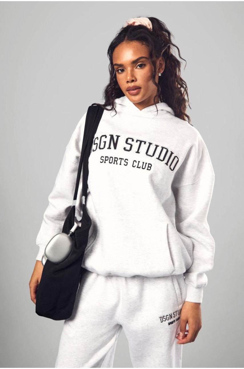 Попелясто-сірий оверсайз-худі Dsgn Studio Applique
