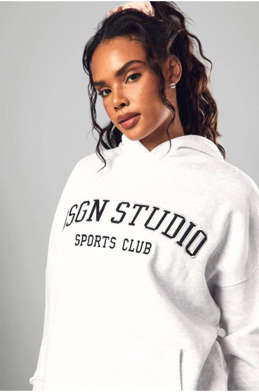 Попелясто-сірий оверсайз-худі Dsgn Studio Applique