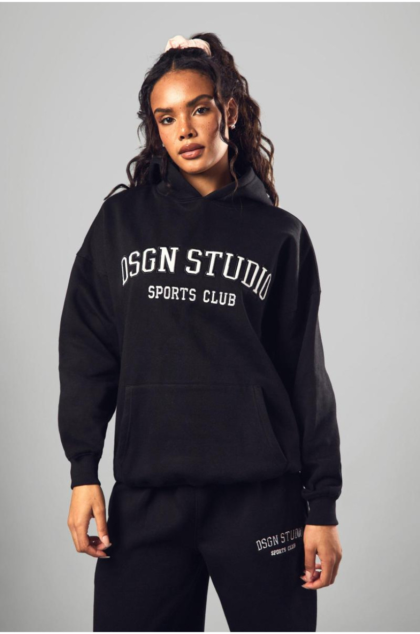 Попелясто-сірий оверсайз-худі Dsgn Studio Applique