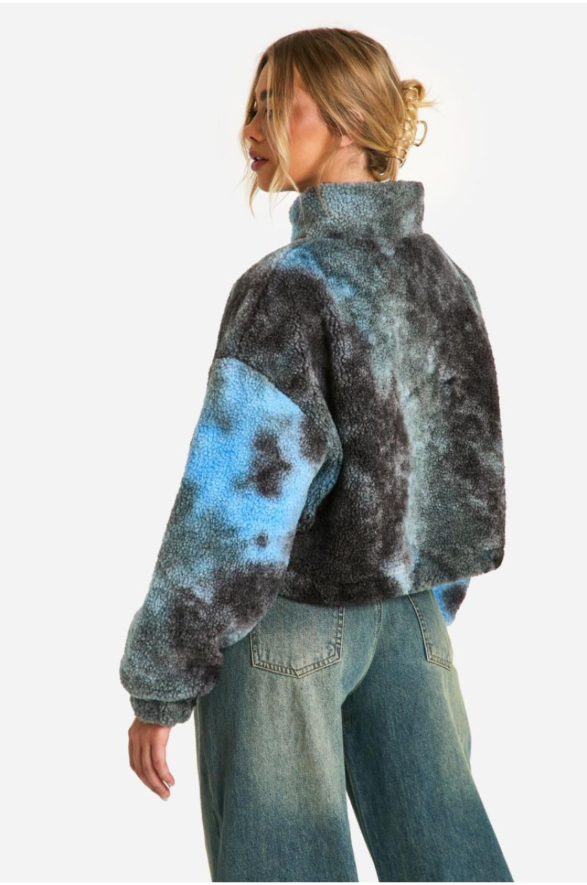 Плюшевий бомбер із принтом Tie Dye